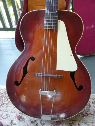 RARE Large 1940s or 50 ' s Kay KAMICO Jumbo OM Body acoustic guitar & Case 2