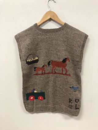 Rare Find Ralph Lauren Vtg 1982 Wool Brown Sweater Vest,  Great Britain,  S