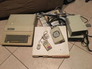 Vintage Apple Iie Computer Bundle A2s2064 Monitor A2m2010 Floppy Disk Drive