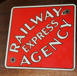 Railway Express Agency Vintage Baggage Cart Porcelain Sign