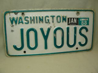 Vintage Washington State Vanity License Plate - Joyous