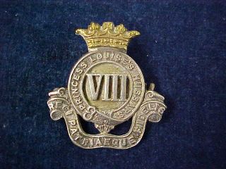 Orig Vintage Officers Cap Badge The Viii Princess Louise Hussars