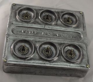 Cast Metal Vintage Industrial 6 Gang Light Switch - Bs En Approved