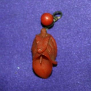 Vintage Red Coral Carved Calla Lily Pendent