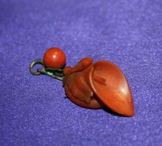 Vintage Red Coral Carved Calla Lily Pendent 2