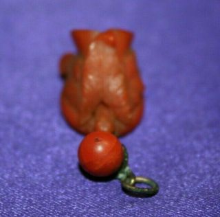 Vintage Red Coral Carved Calla Lily Pendent 4