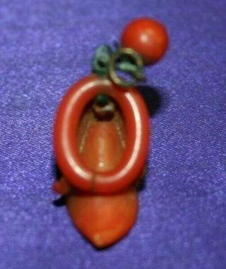 Vintage Red Coral Carved Calla Lily Pendent 6