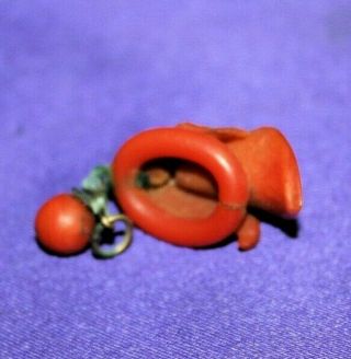 Vintage Red Coral Carved Calla Lily Pendent 7