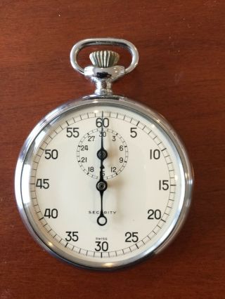 Vintage Swiss " Security " Stopwatch,  Mechanical,  Wind Up W Box