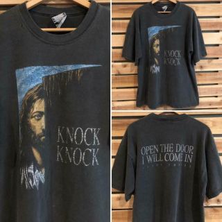 Rare Vtg 90s Distressed Faded Black Jesus Christ Religious Religion T Shirt Xl