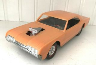 Vintage 1965 Olds 442 Plastic Toy Car Friction Toy - Orange - Scarce