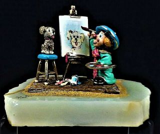 Vintage Collectible Ron Lee Clown Painter W/dog Signed/dated/numbered 28/5500