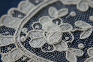 Vtg Antique Brussels Point De Gaze Lace Wedding Bridal White Handkerchief Excel