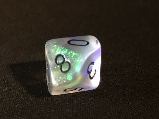 Chessex Clear with Black Borealis 7 Die Set,  Rare,  Discontinued, 9