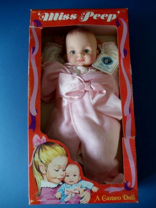 Vintage 1960s Cameo Miss Peep Born Baby Doll 16 " Box Tag