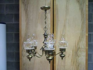 Vintage Brass Chandelier Ceiling Light Fixture Great Seal Of Usa Eagle Globes