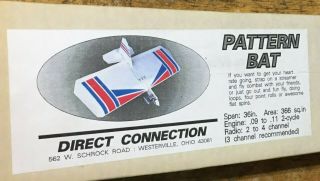 Vintage Direct Connection Pattern Bat Flying Wing Model Airplane Kit