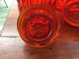 Vtg L.  E.  Smith Moon and Stars Amberina Red Glass Canister Set Flour Sugar Coffee 8