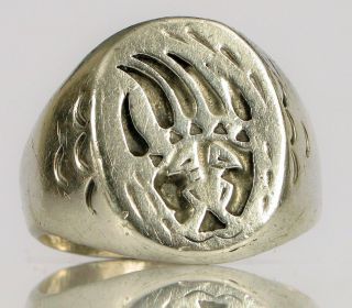 Vintage Native American Signed B Sterling Silver Bear Claw Design Mens Ring S13,