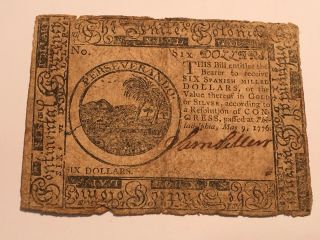 $6 Six Dollars May 9,  1776 Continental Currency Note Rare