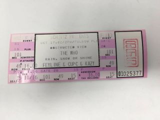The Who 1982 Concert Ticket Full Intact Folsom Field Boulder Co Vintage