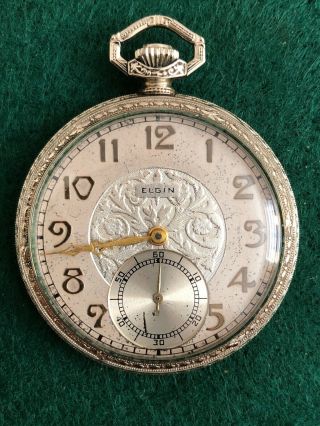 Antique 1924 Elgin Pocket Watch W/14k Gold Filled Case -