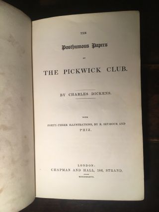 CHARLES DICKENS - PICKWICK PAPERS - FIRST EDITION - 1837 - FINE BINDING - RARE 6