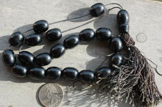 Rare Vintage Black Bakelite Faturan Prayer Beads Tasbih 43 Grams