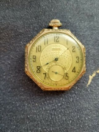 Antique 1924 - 25 Elgin Solid 14k Gold 17 Jewels Size 8 Open Face Pocket Watch