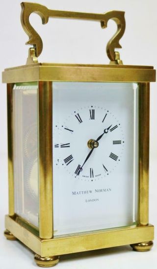 Vintage 8day English Matthew Norman Timepiece Carriage Clock Platform Escapement