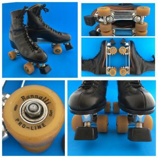 Vintage Black Hyde Roller Skates With Rannalli Pro - Line Wheels Exc.  Cond Men’s 9