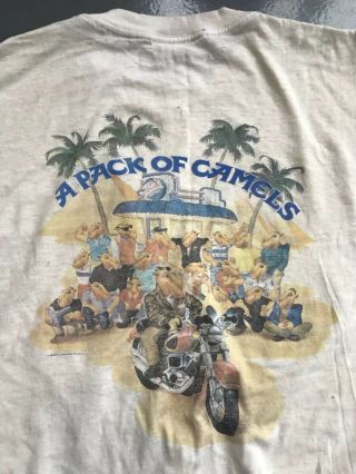 Vintage A Pack Of Camels Camel Cigarettes Biking Pocket T Shirt Paper Thin USA 2