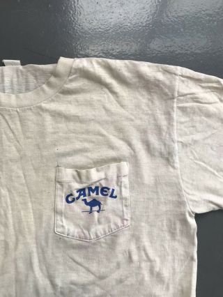 Vintage A Pack Of Camels Camel Cigarettes Biking Pocket T Shirt Paper Thin USA 4