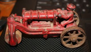 Vintage Pre - War Arcade Cast Iron Red Steamroller In