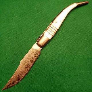 Massive Vintage Ornate Toledo Navaja Clasp Ratchet Lock Pocket Knife Knives