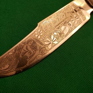 Massive Vintage Ornate Toledo Navaja Clasp Ratchet Lock Pocket Knife Knives 3