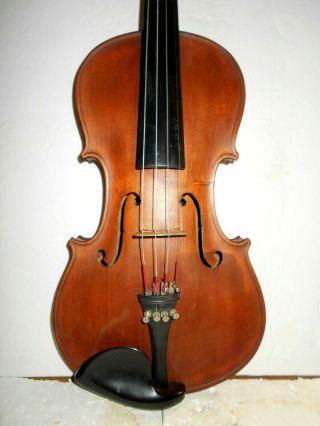 Antique Old Vintage " Fried.  Aug.  Glass " 2 Pc.  Back Full Size Violin - Nr