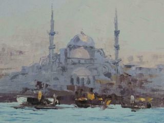 Vintage Impressionist Oil Painting Ship Boat Nautical Signed Coastal Landscape