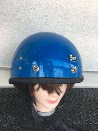 Vtg Buco Blue Half Shell Motorcycle Helmet Traveler Protector No Inner Liner