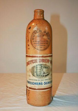 Antique 1800s Stoneware Gin Bottle Vintage Pottery P.  Melchers Schiedam