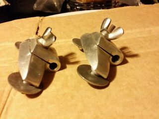 2 RARE VINTAGE ALUM LUDWIG WFL BASS DRUM CYMBAL L ARM HOLDERS CHICAGO 1950S 2