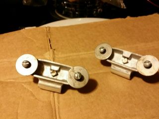 2 RARE VINTAGE ALUM LUDWIG WFL BASS DRUM CYMBAL L ARM HOLDERS CHICAGO 1950S 4