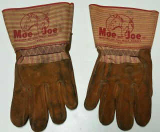 Vintage Moe And Joe Leather Workman Lineman Gloves 329 Member Of The Mule Family