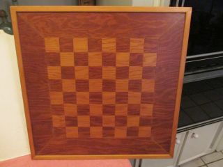 Vintage Handcrafted Handmade Wood Chess Checker Board 24 " X 24 " Walnut Oak