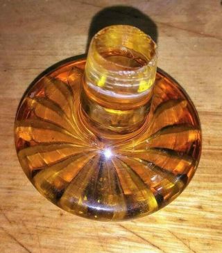 Vintage Set of 2 Cut - to - Clear Amber Bohemian Decanters 6