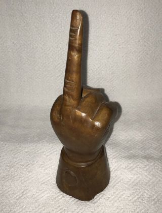 Vintage 10 " Carved Wood Hand Middle Finger Flipping The Bird Wooden Folk Art