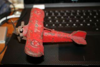 Large 6 " Vintage Pre - War Ux - 166 Cast Iron A.  C.  Willians Red Airplane