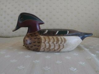 Green Wing Teal Carved Duck Decoy By Bud Coppedge,  Signed.