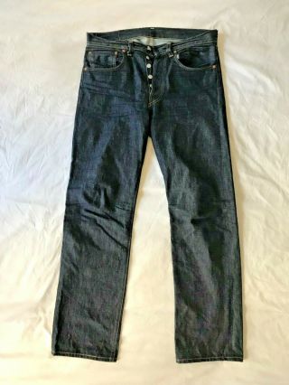 Levi ' s 1947 501XX Raw Blue Denim Selvedge Jeans Size 32 x 36 Made in USA Rare 2