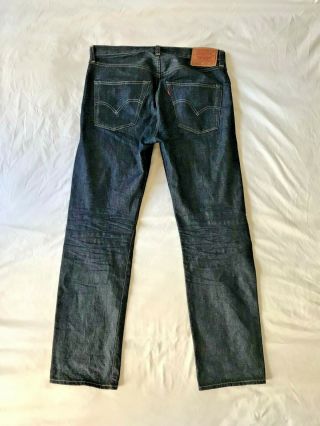 Levi ' s 1947 501XX Raw Blue Denim Selvedge Jeans Size 32 x 36 Made in USA Rare 4
